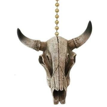 Western Steer Skull Cow Head Skeleton Resin Ceiling Fan Pull or Light Pull