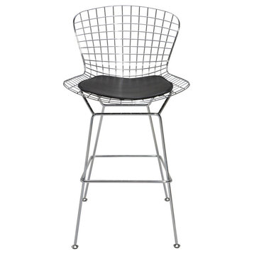 Wire Back Stool, Black, Counter Height