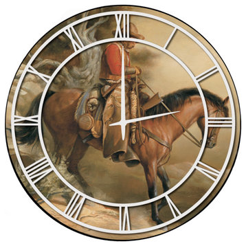 Wall Clock With Full Coverage Art, Long Road Home, White Numbers, 24"x24"