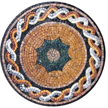Circular Stone Mosaic, Suha, 14"x14"