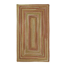 Manchester Concentric Braided Rectangle Rug, Sage Red Hues, 3'x3'