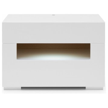 Modrest Ceres Modern LED White Lacquer Nightstand
