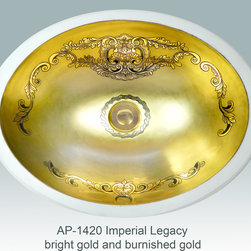 Full Gold & Platinum Decorations by Atlantis Porcelain Art - Bathroom Sinks