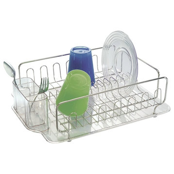 iDesign Forma Lupe Kitchen Dish Drainer Rack, Clear