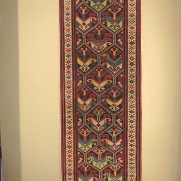 19th Century Caucasian Gendje Short Runner Placed on Wall in Mediterranean Home