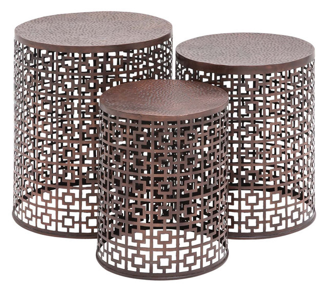 Squares Copper Metal Accent Tables, Set of 3 - Transitional - Coffee ... Squares Copper Metal Accent Tables, Set of 3 - Transitional - Coffee ...