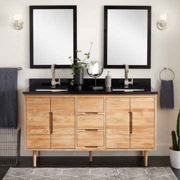 60" Bivins Teak Double Bathroom Vanity For Rectangular Undermount Sink - Natural