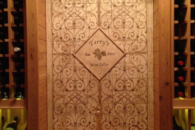 Wine cellar - rustic wine cellar idea in Kansas City