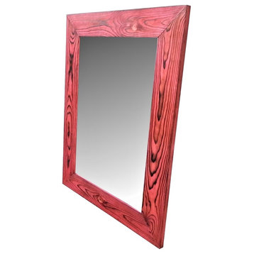 Red Mirror, Reclaimed Wood Mirror, Handmade
