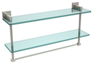 Montero Collection 22" Two Tiered Glass Shelf With Integrated Towel Bar