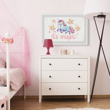 "Cute Unicorn's Magic" Framed Painting Print