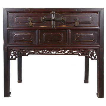 Consigned Antique, Chinese 2-Drawer Carved Shan Xi Table