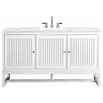 60 Inch Modern White Single Sink Bathroom Vanity Solid Surface, James Martin