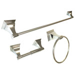 eBuilderDirect - eBuilderDirect Bathroom Accessories, Polished Chrome, 3-Piece Set 18" - eBuilderDirect Bathroom Accessory sets are a functional and stylish addition to any bathroom, powder room, or laundry room. These bath sets are constructed of metal and come with all necessary mounting brackets, drywall anchors, and screws.