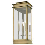Livex Lighting - Princeton 3 Light Antique Brass Outdoor Extra Large Wall Lantern - The Princeton collection is a fresh interpretation on the classic English pocket lantern. Hand crafted solid brass, our Princeton fixtures are built for lasting beauty. This outdoor wall light features an antique brass finish and clear glass. This old world charm is built to last.