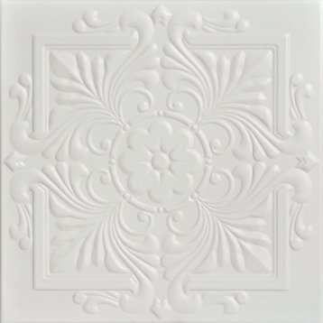 Victorian Styrofoam Ceiling Tile 20 in x 20 in - #R14, Pack of 48, Dove White