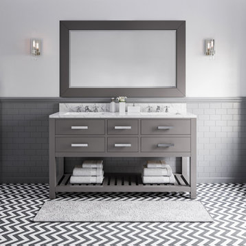 Madalyn Bathroom Vanity, Cashmere Gray, 60" Wide, No Mirror, No Faucet