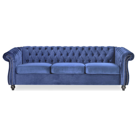 Garrison Tufted Chesterfield Velvet 3 Seater Sofa