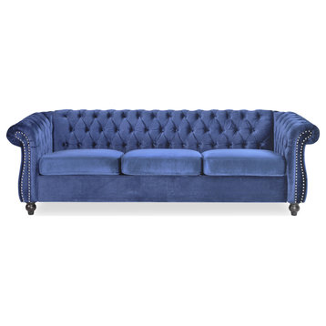 Garrison Tufted Chesterfield Velvet 3 Seater Sofa
