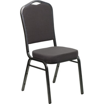 Hercules Series Crown Back Stacking Banquet Chair, Gray Fabric, Silver Vein