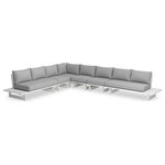 Meridian Furniture - Maldives Grey Water Resistant Fabric Outdoor Patio Modular Sectional - Create your own custom contemporary look on the deck or porch with the addition of this Maldives outdoor patio armless chair. Part of a large collection that lets you mix and match modular pieces to get the look you crave most. This modular sectional has grey water resistant fabric with a base made from white aluminum, so it's sturdy, tough, and ready to face the elements with impeccable beauty, season in and season out. Shop the contemporary pieces in this collection to create the outdoor entertaining area of your dreams.