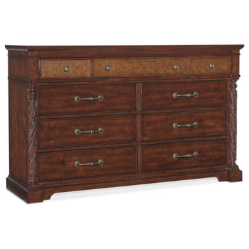Hooker Furniture 6750-90302 Charleston 68"W 9 Drawer Cherry and - Maraschino