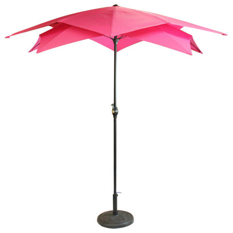 8.85' Outdoor Patio Lotus Umbrella with Hand Crank Pink