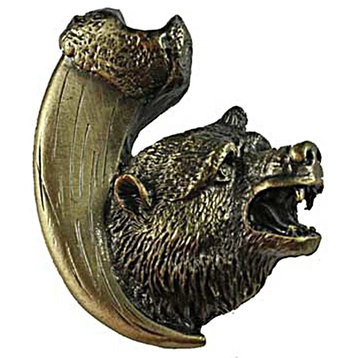 Bear with Claw Knob, Right Facing, Antique Brass