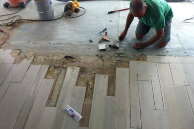 Intricate weaving of original floor to what will be a flooring addition