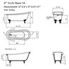 67" Slipper Tub Clawfoot Tub, "Miller" Without Holes, Brushed Nickel Feet