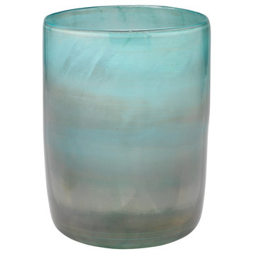 Aqua Two Tone Glass Vapor Vase 11"