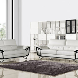 Kaya Modern Sofa Set in White and Black Eco-Leather - $1687.40 - Living Room Furniture Sets
