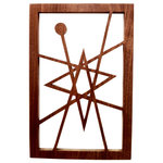 Frederick Arndt Artworks LLC - Atomic Diamond Fretwork - This is a wonderful mid-century modern inspired fretwork made from mahogany hardwood. It measures 14.5" high x 9.5" wide x 1/2" thick. It comes with a wall hanging bracket already attached. It has been clear coated to ensure a long lasting quality finish. This piece would make a great addition to any modern home. This item is made-to-order, and as such, it is subject to lead times of 4-7 weeks.
