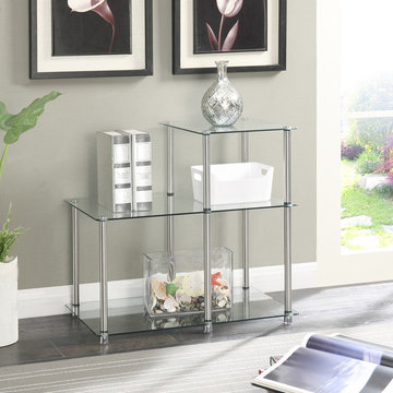 Designs2Go Classic Glass 3 Tier Step Bookshelf