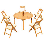 Teak Deals - 6-Piece Outdoor Teak Dining Set: 52" Round Table, 5 Surf Folding Arm Chairs - Set includes: 52" Round Dining Table and 5 Folding Arm Chairs.