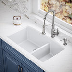 Karran USA - Karran Undermount Quartz 32" 60/40 Double Bowl Kitchen Sink, White - Its sweeping curved rear bowl walls gives this large/small bowl design a stylish flair. Its quartz composite material gives it outstanding durability and will provide years of trouble-free use. This undermount design is available in a choice of 6 elegant colors to compliment any decor. Karran sinks are a great addition to any home improvement projects.