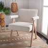 Katie Mid Century Arm Chair, Bone Linen/Whitewash