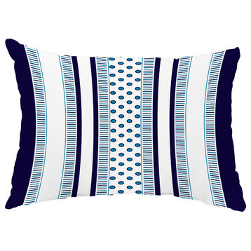 Comb Dot 14"x20" Blue Decorative Stripe Outdoor Pillow, Navy Blue