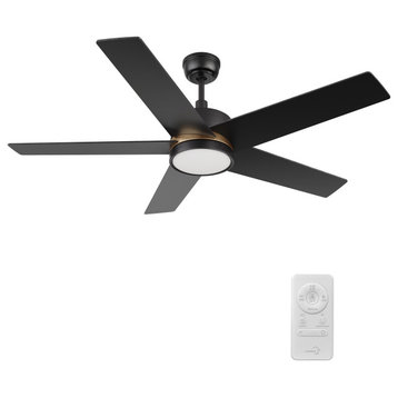 CARRO 52" Smart Voice Control Ceiling Fan With LED Lights and Remote, Black/Gold