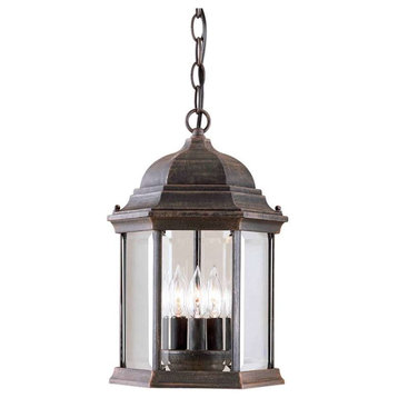 Signature 3 Light Outdoor Pendant or Chandeller, Painted Rust