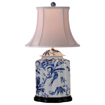 Blue & White Porcelain Flat Jar Lamp