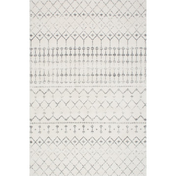 Moroccan Blythe Contemporary Area Rug, Gray, 2'8"x8'