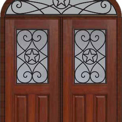 Prehung Transom Double Door 80 Fiberglass Austin Texas Star - Front Doors