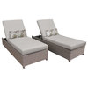 Florence Wheeled Chaise Set of 2 Outdoor Wicker Patio Furniture in Ash