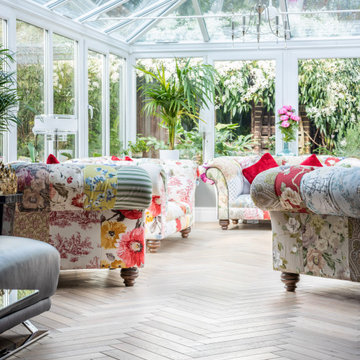 Eclectic Conservatory with Elegant Wood Flooring in Hampton Wick, London