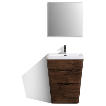 Victoria Modern Bathroom Vanity Integrated Acrylic Sink, 25"