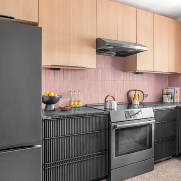 Mid-Century Modern Pink Kitchen in Miami Shores