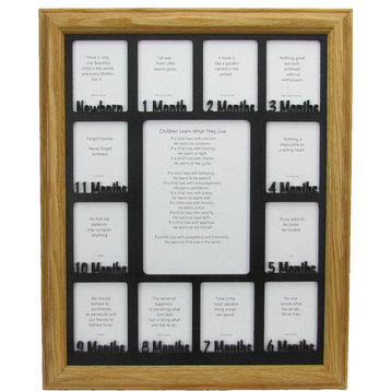 Baby First Year Picture Frame Oak Picture Frame and Black Matte