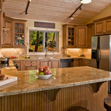 Cabinets Stained Finished with Glass Doors