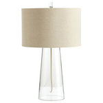 Cyan Design - Wonder Table Lamp - Style a nightstand or side table with the Wonder Table Lamp. Featuring a beige drum shade and clear glass base, this lamp is simple and stylish. Its neutral colors and soft lines complement transitional and beach style decor.